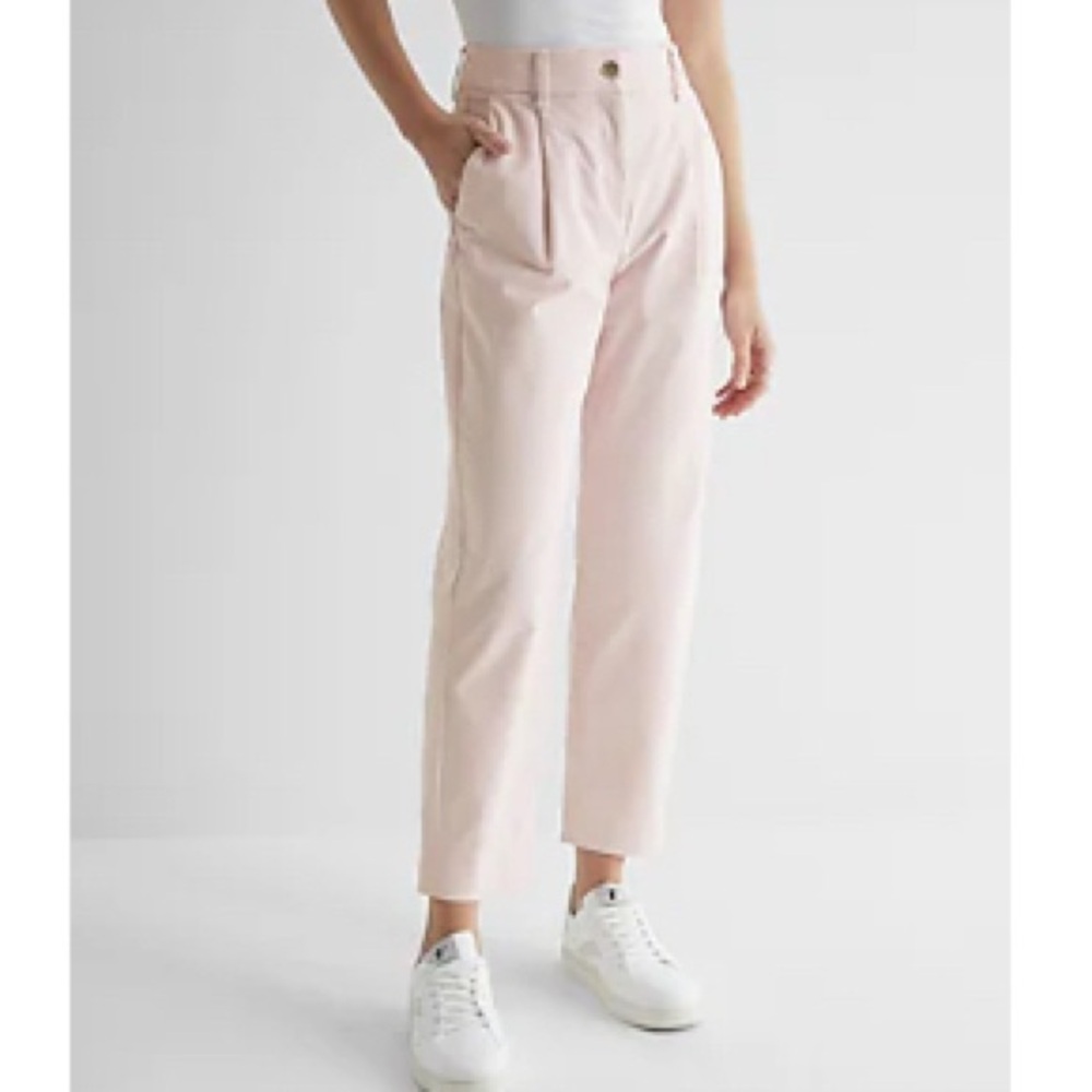 Express High Waisted Pleated Ankle Chino Pant, Never Worn